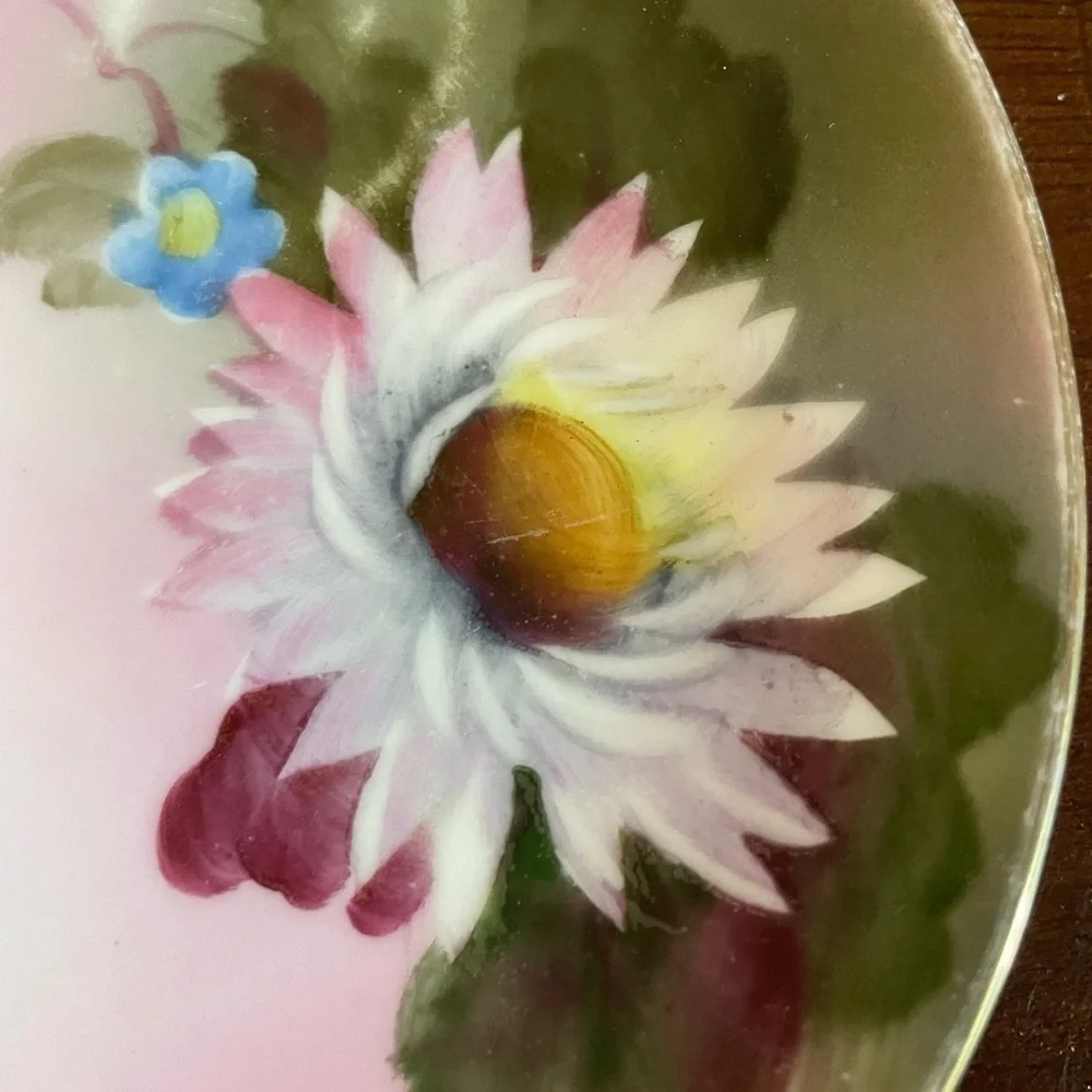 Noritake 1920’s Pink hand painted gilded edge 6” bread plate -Vintage